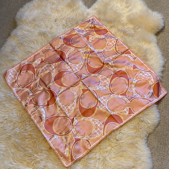 Coach NWT Pink & Gold Silk Scarf - Picture 1 of 7